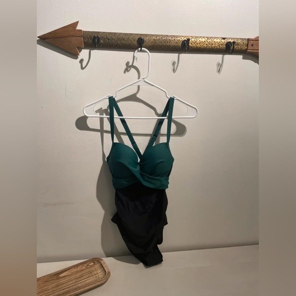 Teal and Black One-Piece Swimsuit